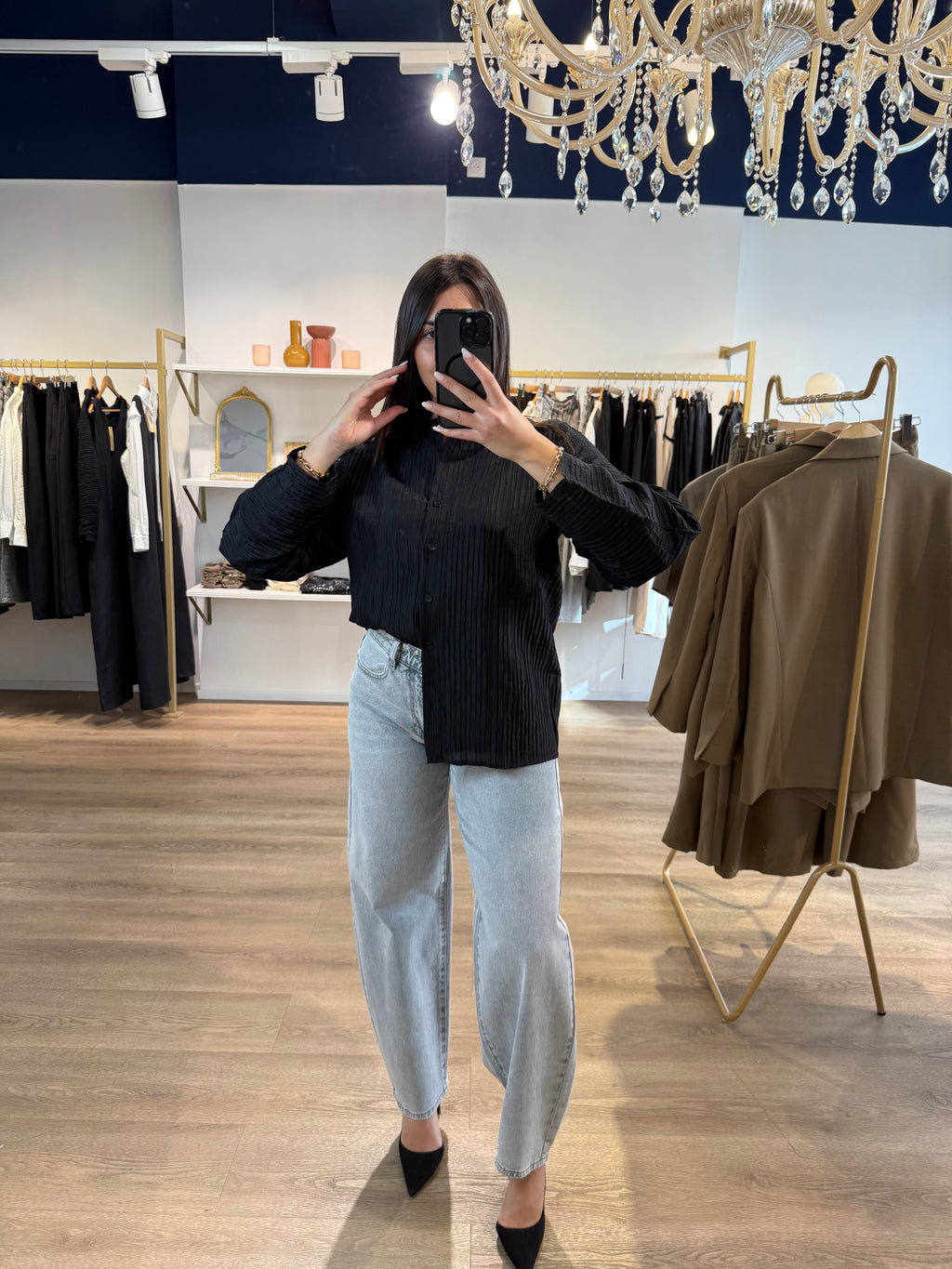 Jean gris coupe large