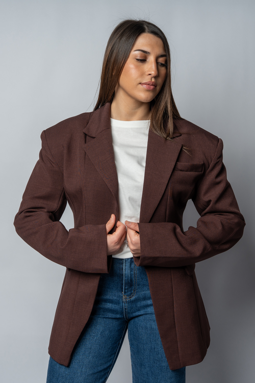 Blazer Cintra Structuré — Marron Chocolat