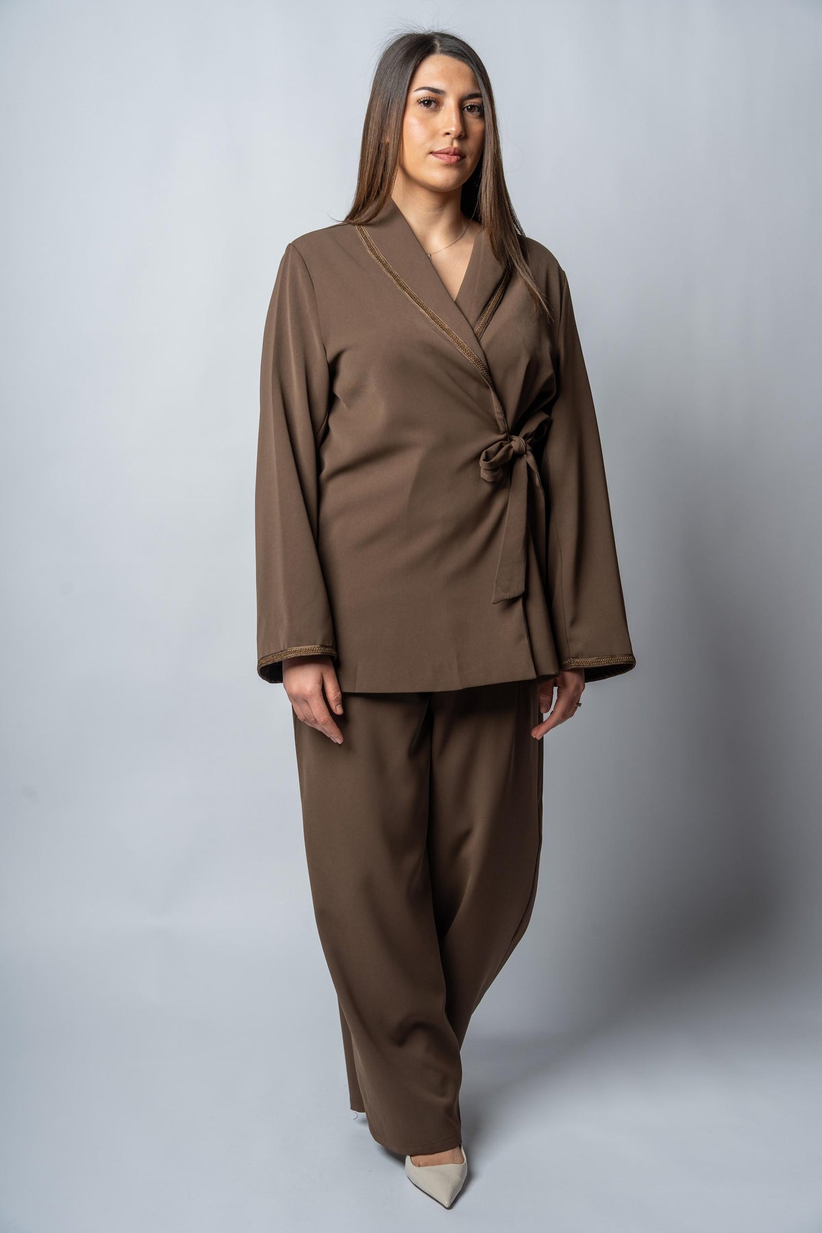 Blazer manche longue taupe